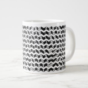 Chevron Zebra Black and Grey Large Coffee Mug