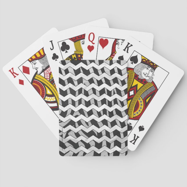 Chevron Zebra Black and Grey Playing Cards (Back)