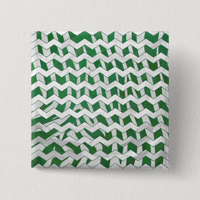 Chevron Zebra Green and White Print 15 Cm Square Badge (Front)