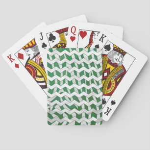 Chevron Zebra Green and White Print Playing Cards
