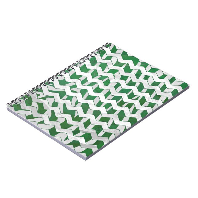 Chevron Zebra Green and White Print Spiral Notebook (Left Side)