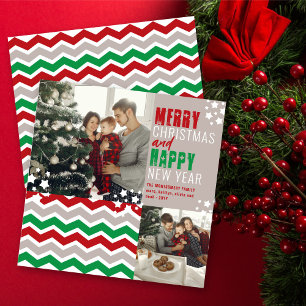 Chevron Zig Zag Merry Christmas Holiday Photo Card