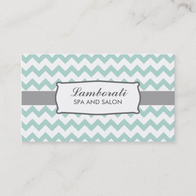 Chevron Zig Zag Pattern Elegant Modern Green Business Card (Front)