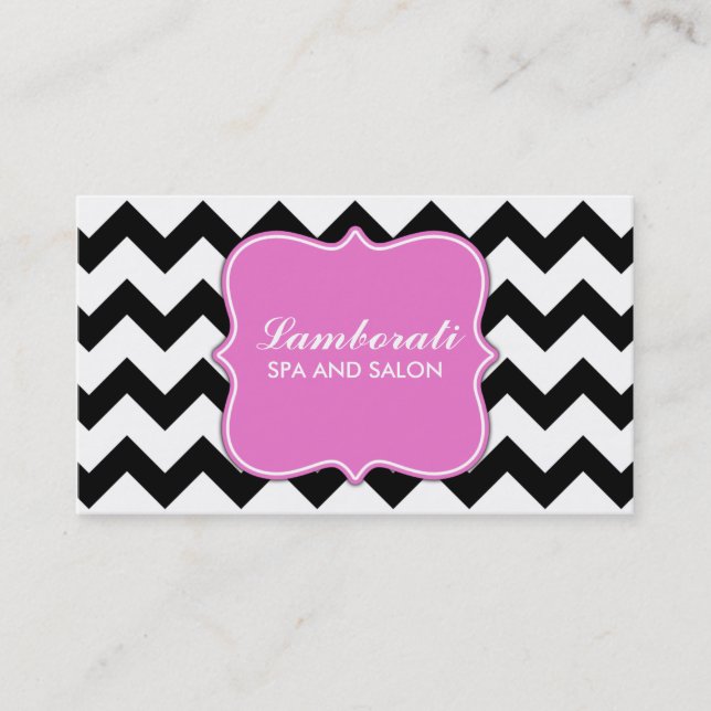 Chevron Zig Zag Pattern Professional Elegant Pink Business Card (Front)