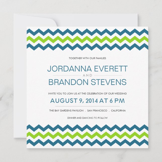 Chevron Zig-Zag Square Wedding Invitations (Front)