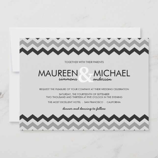 Chevron Zig Zag Wedding Invitations (Front)