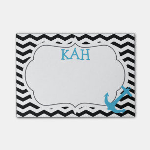 Chevron Zigzag Anchor Monogram Post-It Notes
