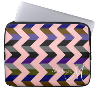 Chevron Zigzag Custom Monogram 3 Laptop Sleeve