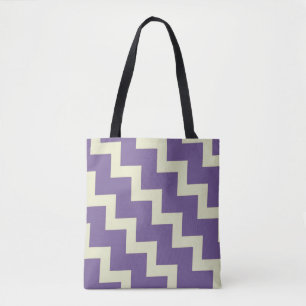 Chevron zigzag design in purple and pale green tote bag