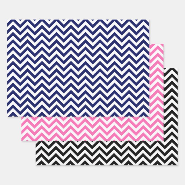 Chevron ZigZag DIY Pattern & Background Colours Wrapping Paper Sheet (Set)