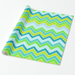Chevron zigzag everyday teal aqua green pattern wrapping paper