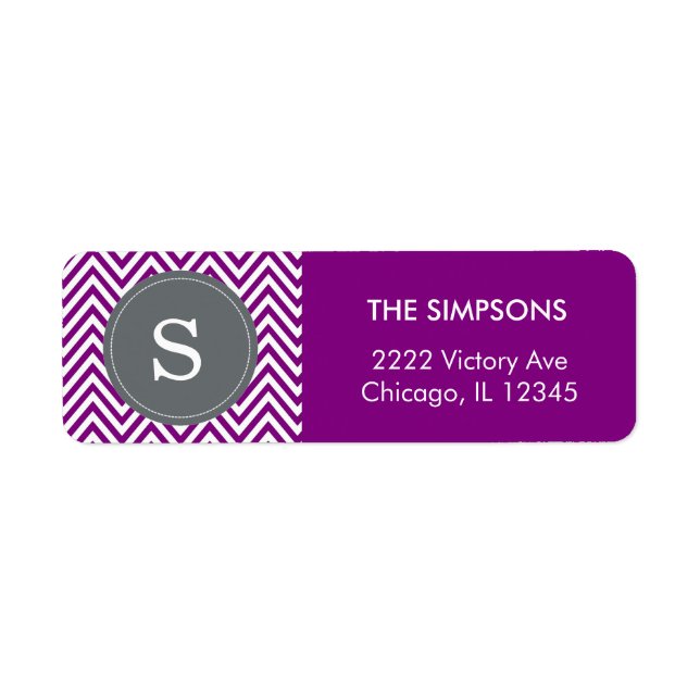 Chevron Zigzag for a Unique Purple White Monogram (Front)