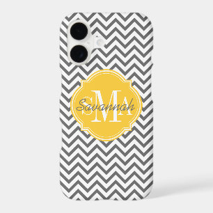 Chevron Zigzag Grey Pattern Monogram
