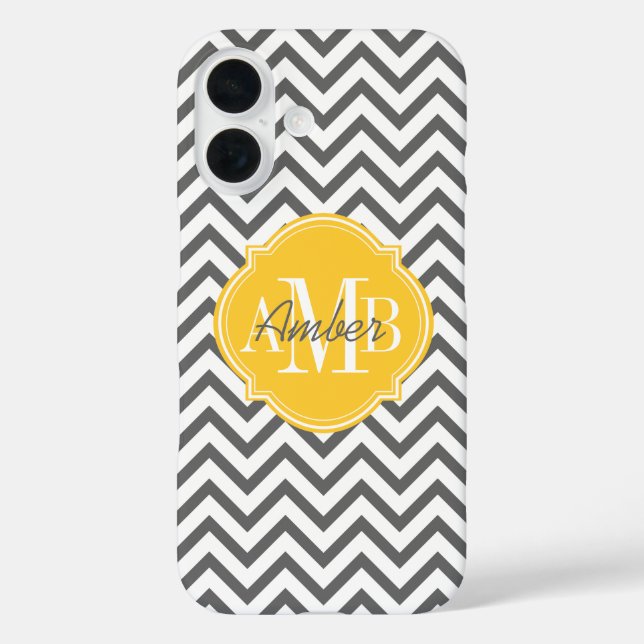 Chevron Zigzag Grey Pattern Monogram Case-Mate iPhone Case (Back)