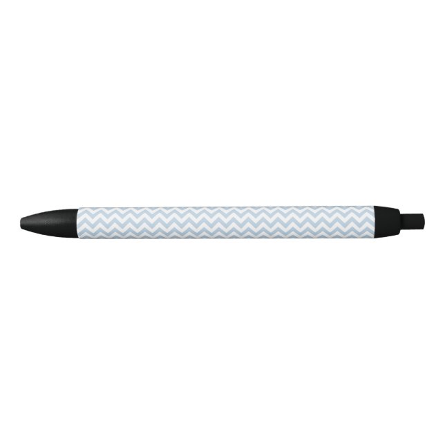 Chevron Zigzag Lines Light Baby Blue Black Ink Pen (Front)