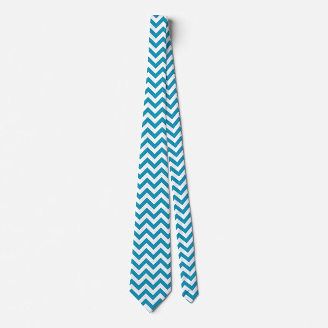 Chevron Zigzag Lines Teal Tie (Front)