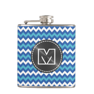 Chevron Zigzag Pattern Custom Monogram 10 Hip Flask