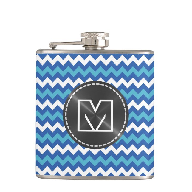 Chevron Zigzag Pattern Custom Monogram 10 Hip Flask (Front)