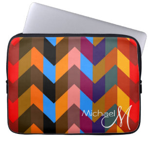 Chevron Zigzag Pattern Custom Monogram 2 Laptop Sleeve