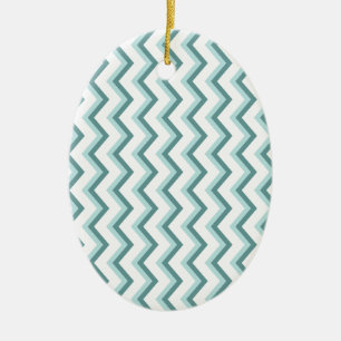 Chevron ZigZag Pattern in Mint Green Ceramic Tree Decoration