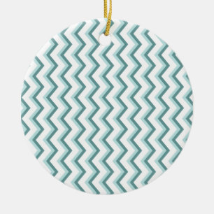 Chevron ZigZag Pattern in Mint Green Ceramic Tree Decoration