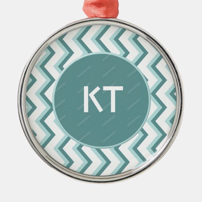 Chevron ZigZag Pattern in Mint Green Metal Tree Decoration (Front)