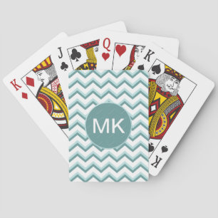 Chevron ZigZag Pattern in Mint Green Playing Cards
