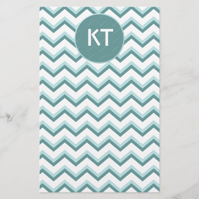 Chevron ZigZag Pattern in Mint Green Stationery (Front)