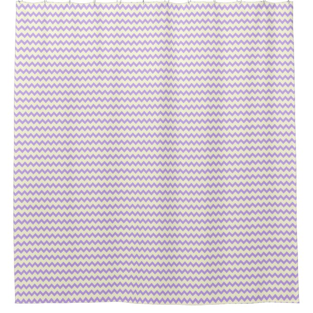 Chevron zigzag pattern purple lilac and cream shower curtain (Front)