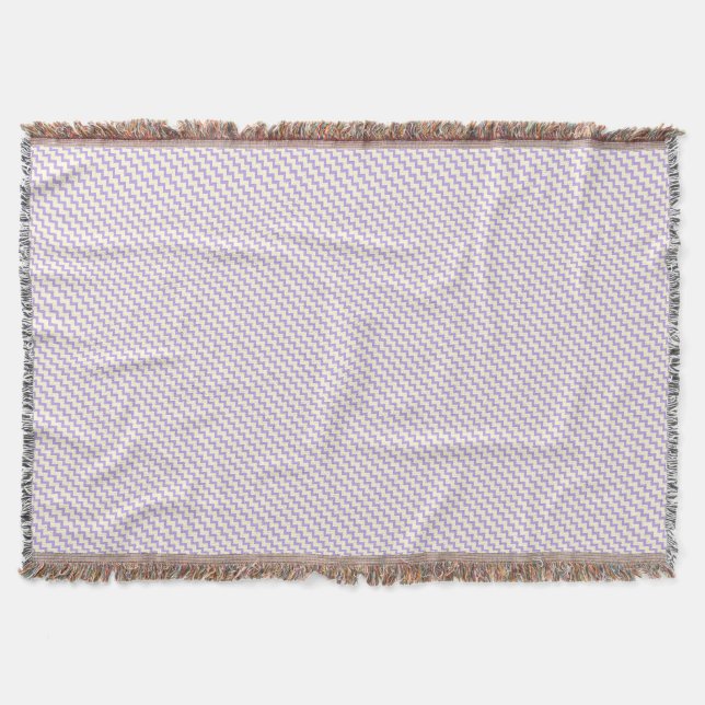 Chevron zigzag pattern purple lilac and cream throw blanket (Front)