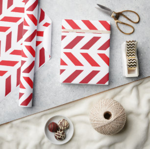 Chevron Zigzag Red Maroon Stripe Pattern Wrapping Paper