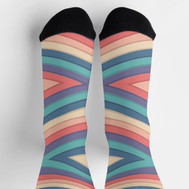 Chevron Zigzag Stripes Seamless Pattern Socks (Top)