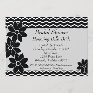 ChevronBridal Shower Invitation in Black and White