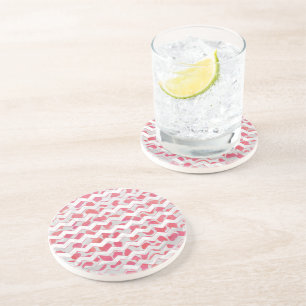 ChevronDalmatian Pink and White Coaster