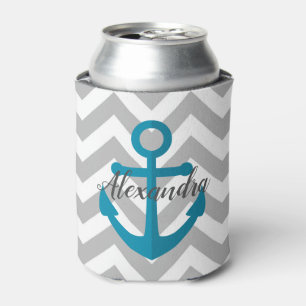 Chevrons and Anchor Can Cooler