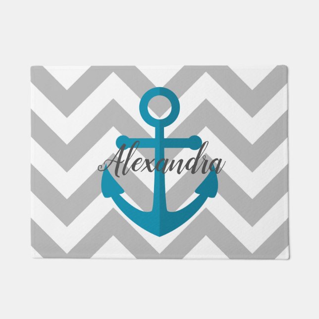 Chevrons and Anchor Doormat (Front)