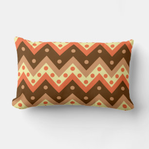 Chevrons and dots - brown and rust lumbar cushion