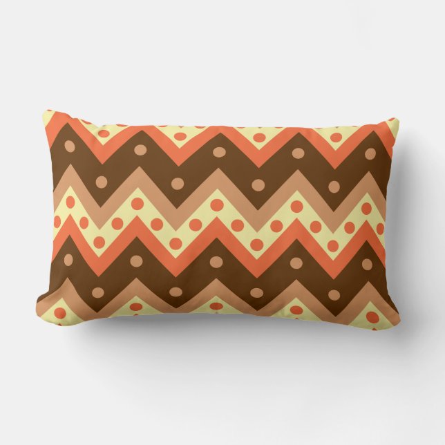 Chevrons and dots - brown and rust lumbar cushion (Front)