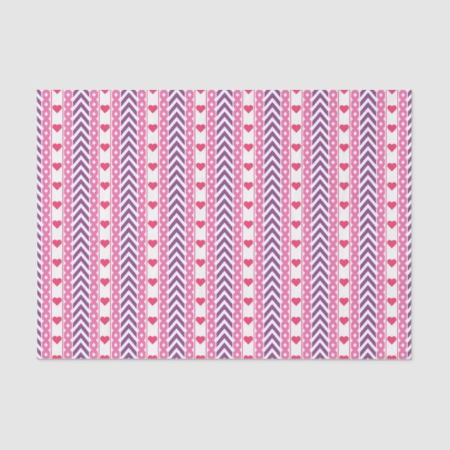 Chevrons and Hearts Pattern Tissue Paper (Front)