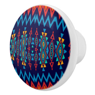 Chevrons and rhombus abstract design ceramic knob