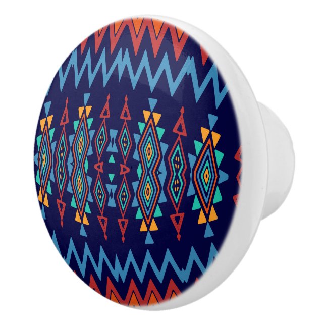 Chevrons and rhombus abstract design ceramic knob (Right)