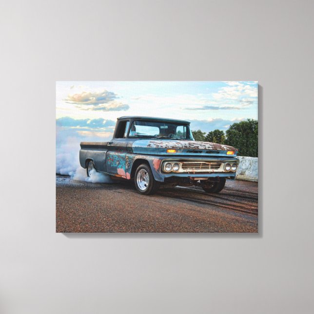 Chevy C10 pickup burnout Canvas Print (Front)