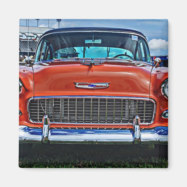 Chevy Chevrolet Tri-Five BelAir Hotrod Magnet (Front)