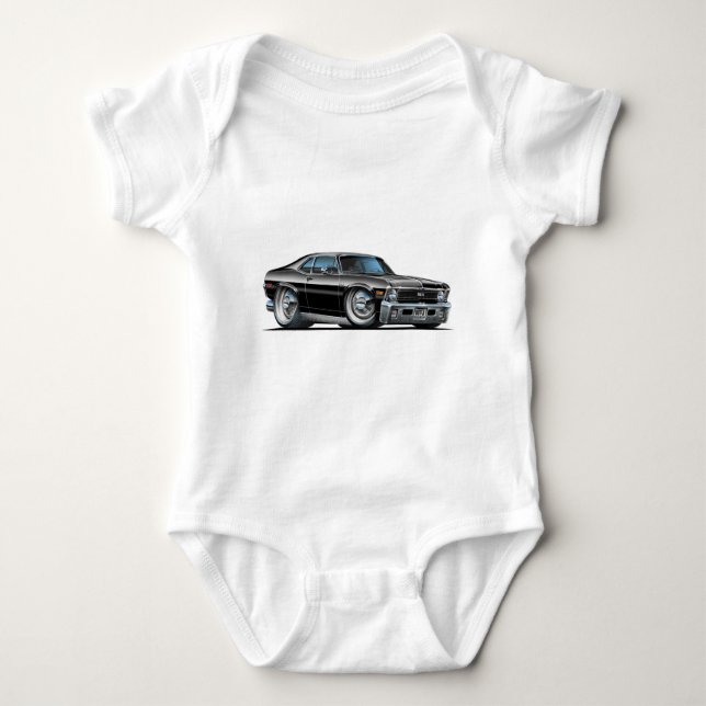 Chevy Nova Black Car Baby Bodysuit (Front)