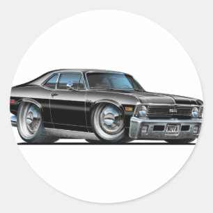 Chevy Nova Black Car Classic Round Sticker