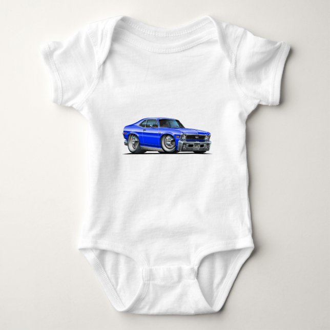 Chevy Nova Blue Car Baby Bodysuit (Front)