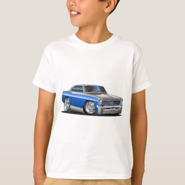 Chevy Nova Blue-Grey Car T-Shirt (Front)