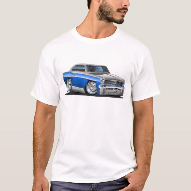 Chevy Nova Blue-Grey Car T-Shirt (Front)