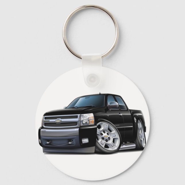 Chevy Silverado Black Extended Cab Key Ring (Front)