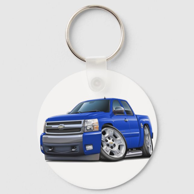 Chevy Silverado Blue Extended Cab Key Ring (Front)